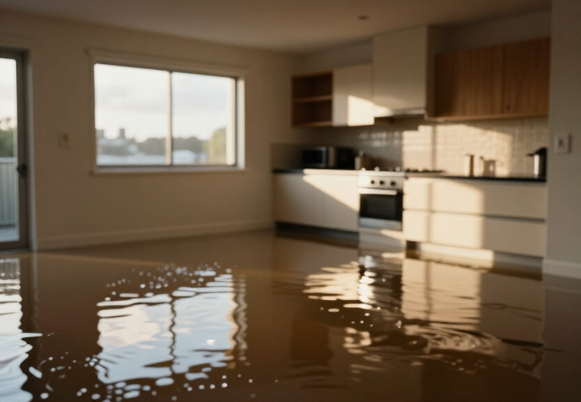 Flooded warehouse in Bella Vista before cleanup